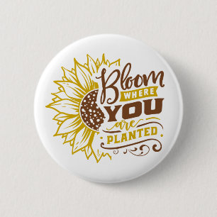 Badge Rond 5 Cm Citation Inspirant Tournesol