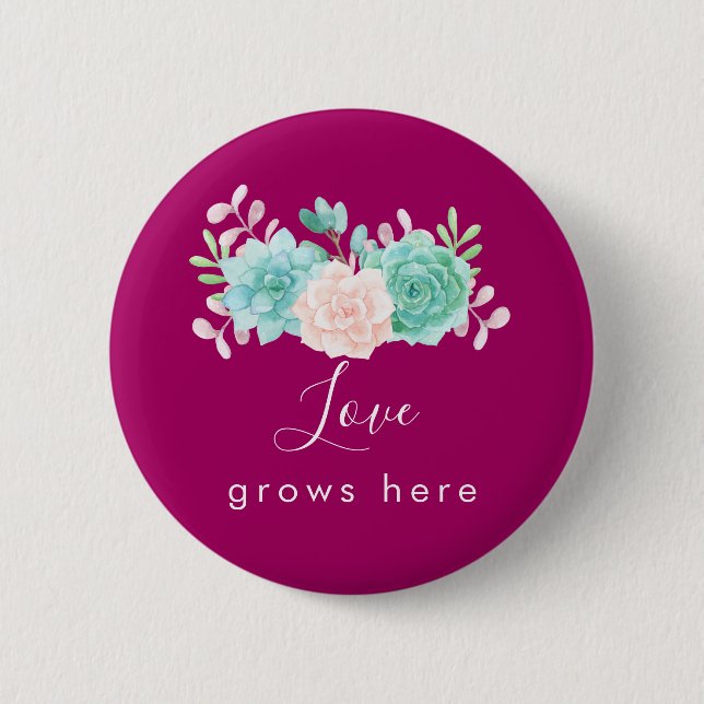 Badge Rond 5 Cm Citation Inspirationnelle L'amour grandit ici Bouq (Devant)