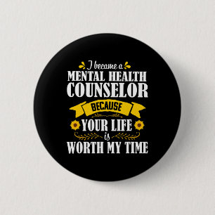 Badge Rond 5 Cm Citation Tournesol Mignon Conseiller en Santé Ment