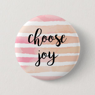 Badge Rond 5 Cm Citez Joie Rose Lavis Aquarelle Citation Positive