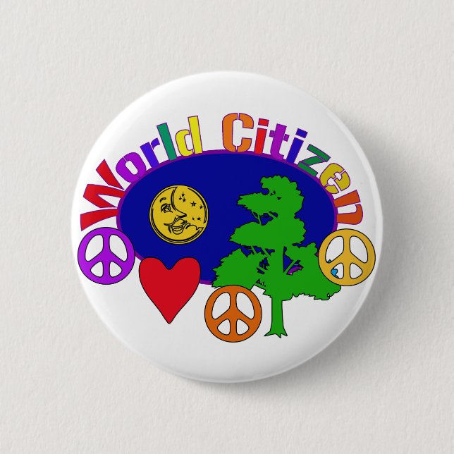 Badge Rond 5 Cm Citoyen du monde (Devant)