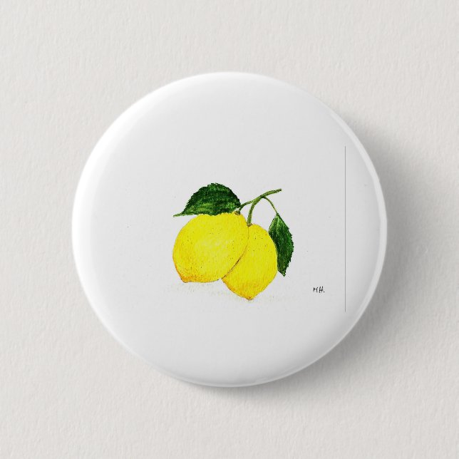 Badge Rond 5 Cm Citron aquarelle fruits décoration de cuisine chic (Devant)