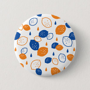 Badge Rond 5 Cm Citron bleu et orange Motif Jouer sur le thème des