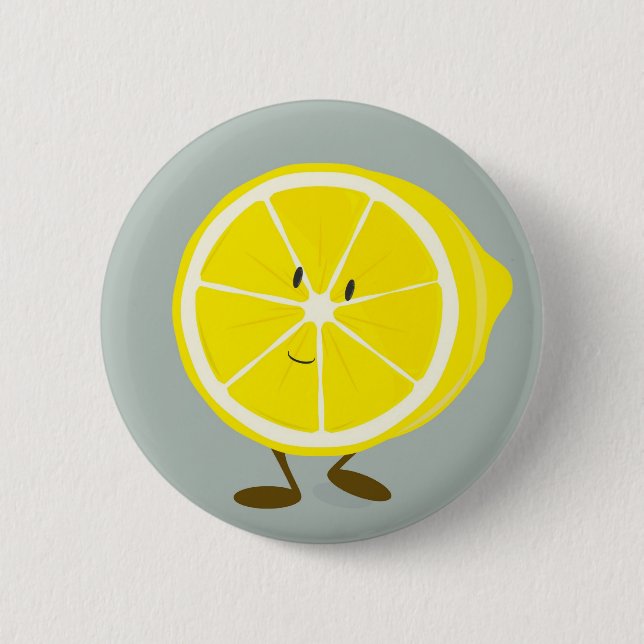 Badge Rond 5 Cm Citron coupé de sourire (Devant)