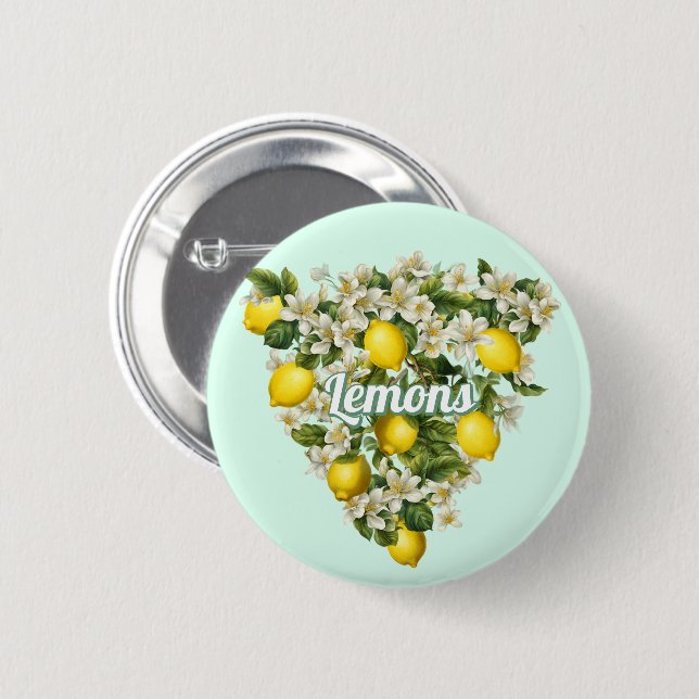 Badge Rond 5 Cm Citrons (Devant & derrière)