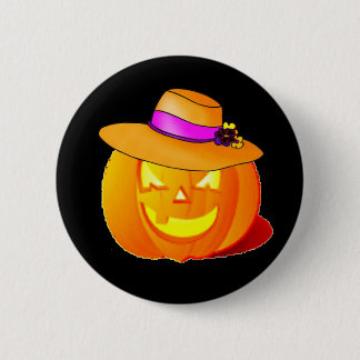 Badge Rond 5 Cm Citrouille avec bouton Casquette