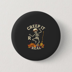 Badge Rond 5 Cm Citrouille Balai de squelette dansant Creep It Rea