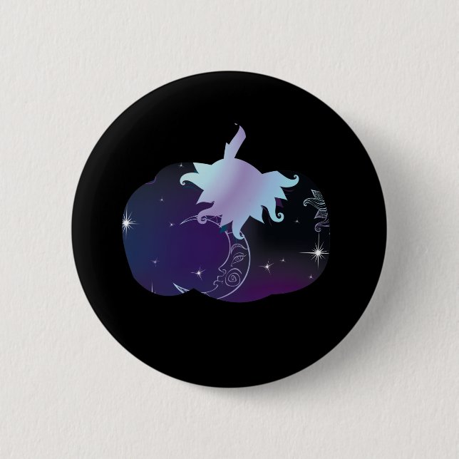 Badge Rond 5 Cm Citrouille bleu foncé (Devant)