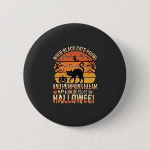 Badge Rond 5 Cm Citrouille Chat Noir Halloween Dessin Vectoriel