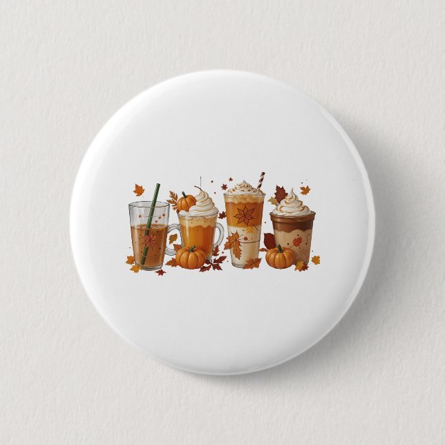 Badge Rond 5 Cm Citrouille de café d'automne (Devant)