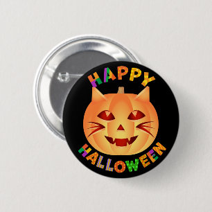 Badge Rond 5 Cm Citrouille de chats d'Halloween
