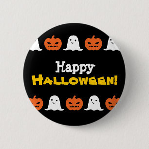 Badge Rond 5 Cm Citrouille de Halloween et bouton simples de