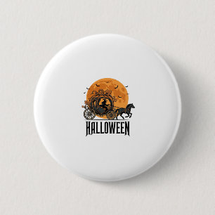 Badge Rond 5 Cm Citrouille de Halloween vintage Chariot Sorcière D