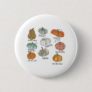 Badge Rond 5 Cm Citrouille de l'équipe de thérapie vocale Hallowee