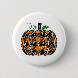 Badge Rond 5 Cm Citrouille de plaid de chute