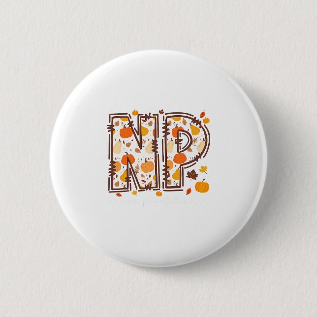 Badge Rond 5 Cm Citrouille de praticienne infirmière NP d'automne  (Devant)