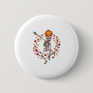Badge Rond 5 Cm Citrouille de tête de squelette de danse d'Hallowe