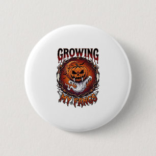 Badge Rond 5 Cm Citrouille de vampire aux crocs croissants Chauves