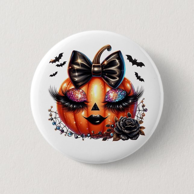 Badge Rond 5 Cm Citrouille d'Halloween (Devant)