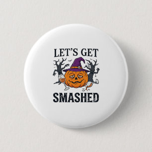 Badge Rond 5 Cm Citrouille d'Halloween Chapeau de Sorcière Vin G