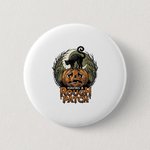 Badge Rond 5 Cm Citrouille d'Halloween Chat Tache Brute Gravure Vi