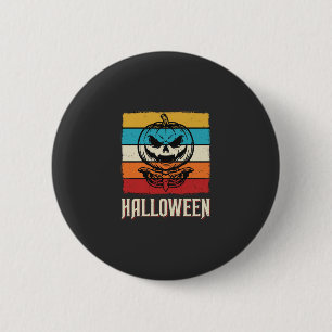 Badge Rond 5 Cm Citrouille d'Halloween Crâne Rétro Vintage