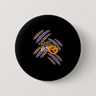 Badge Rond 5 Cm Citrouille d'Halloween de Bulldog Maman