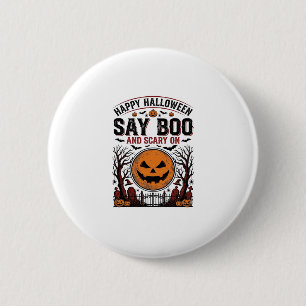 Badge Rond 5 Cm Citrouille d'Halloween dit Boo Épouvantable Vintag