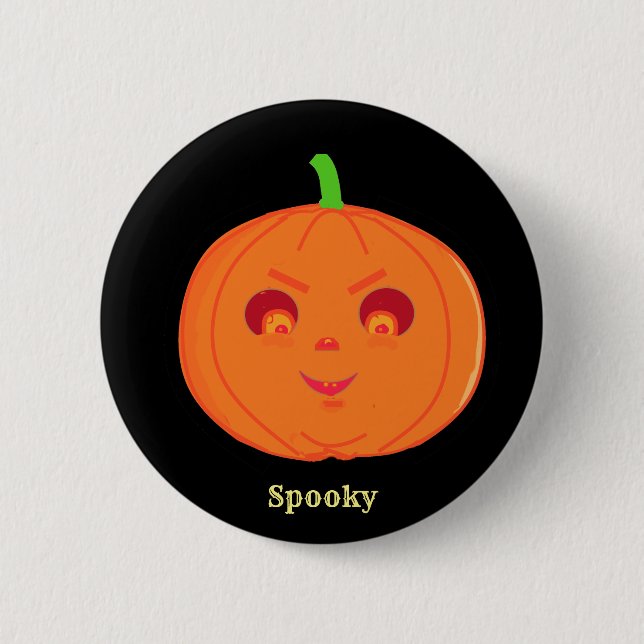 Badge Rond 5 Cm Citrouille d'Halloween effrayante (Devant)