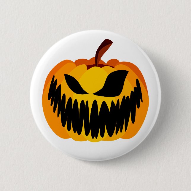 Badge Rond 5 Cm Citrouille d'Halloween orange effrayant (Devant)