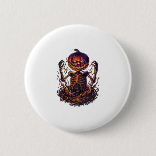 Badge Rond 5 Cm Citrouille d'Halloween Portail Magique de Flammes