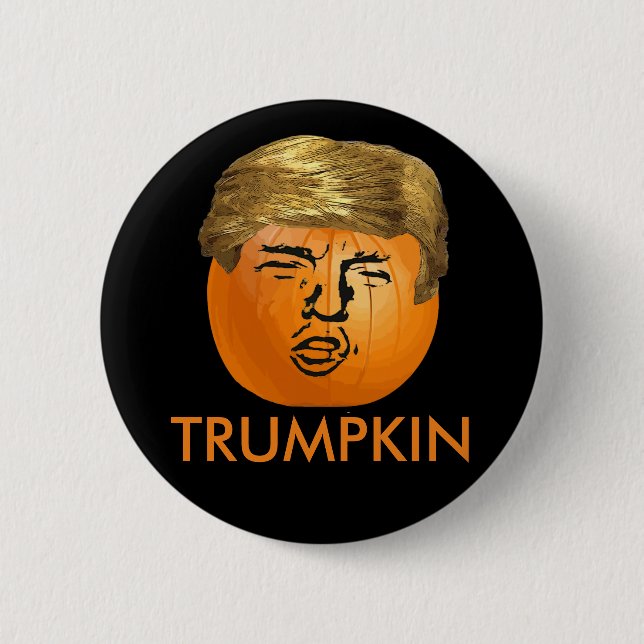 Badge Rond 5 Cm Citrouille drôle de Halloween Trumpkin d'atout (Devant)