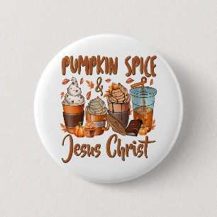 Badge Rond 5 Cm Citrouille épice Jésus Christ
