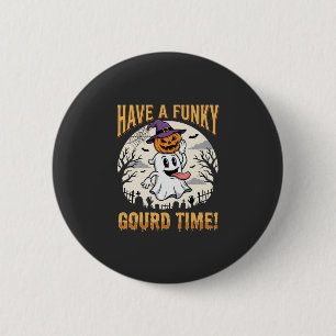 Badge Rond 5 Cm Citrouille Fantôme de la période funky d'Halloween