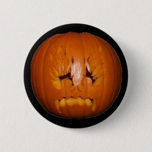 Badge Rond 5 Cm Citrouille, flammes tristes