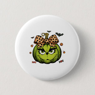 Badge Rond 5 Cm Citrouille Grinc Coquette Citrouille Halloween Éff
