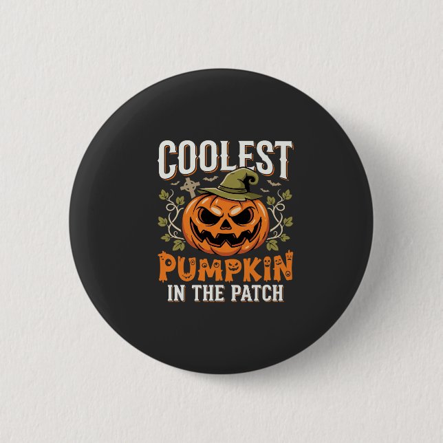 Badge Rond 5 Cm Citrouille la plus cool du patch design Halloween (Devant)