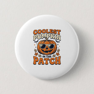 Badge Rond 5 Cm Citrouille la plus cool du patch Halloween vintage