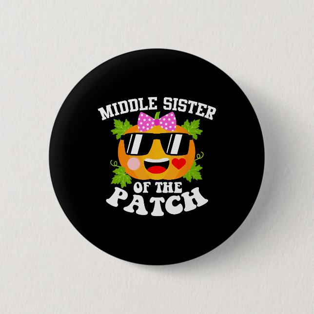 Badge Rond 5 Cm Citrouille Middle Soeur Du Patch Fun Halloween (Devant)
