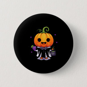 Badge Rond 5 Cm Citrouille mignonne sorcière halloween friandise o