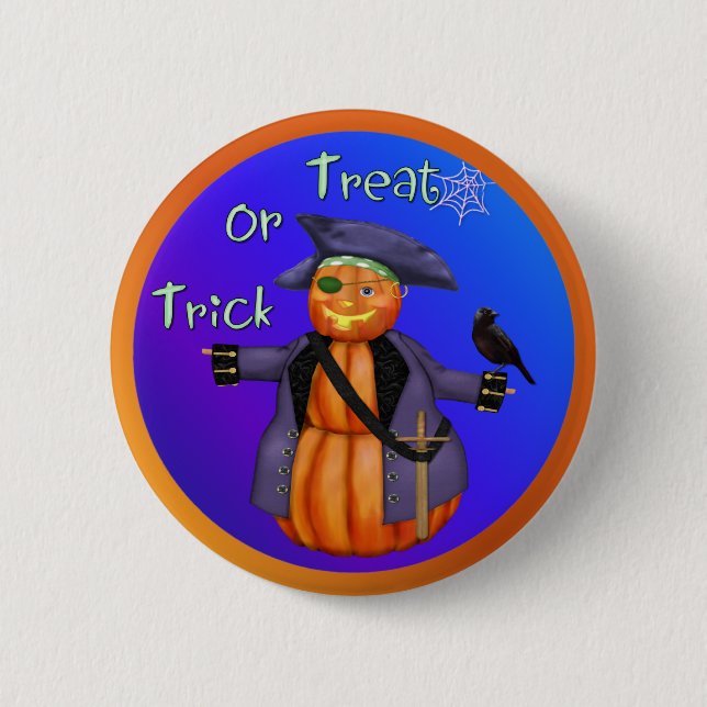 Badge Rond 5 Cm Citrouille Pirate (Devant)