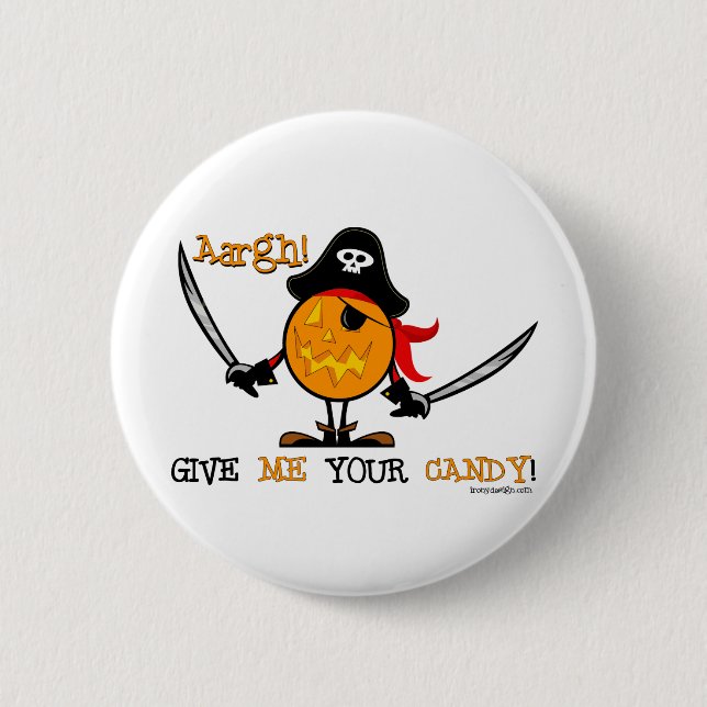 Badge Rond 5 Cm Citrouille pirate d'Halloween (Devant)
