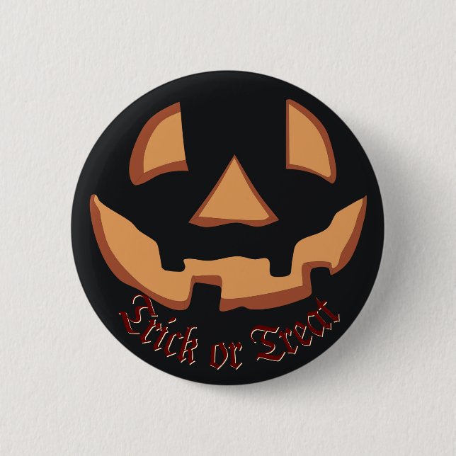 Badge Rond 5 Cm Citrouille pour Halloween à Black Button (Devant)