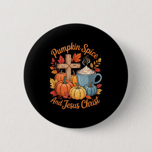 Badge Rond 5 Cm Citrouille Sce Et Jésus-Christ Drôle D'Automne Chr