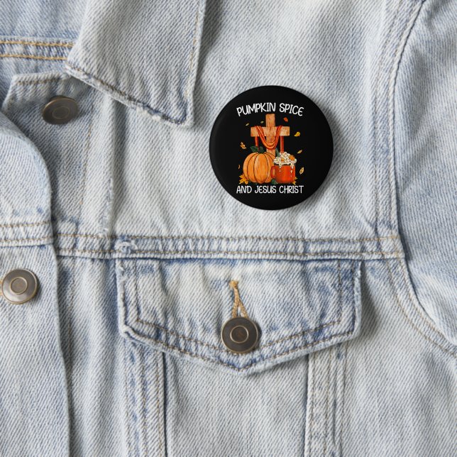 Badge Rond 5 Cm Citrouille Spice et Jésus-Christ (En situation)