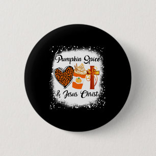 Badge Rond 5 Cm Citrouille Spice Et Jésus Christ Leopard Coeur Coe