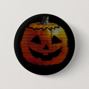 Badge Rond 5 Cm Citrouille TV Glitchy