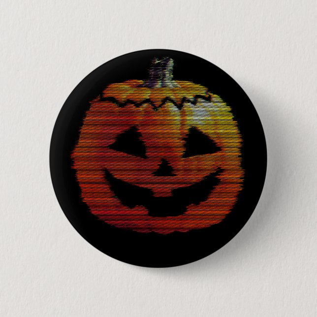 Badge Rond 5 Cm Citrouille TV Glitchy (Devant)