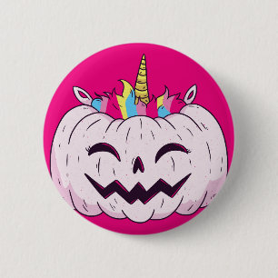 Badge Rond 5 Cm Citrouille Unicorn