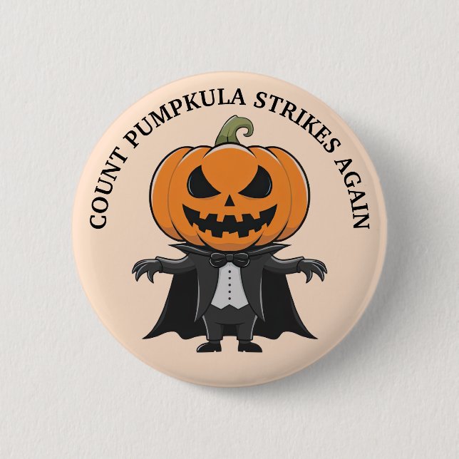 Badge Rond 5 Cm Citrouille Vampire (Devant)